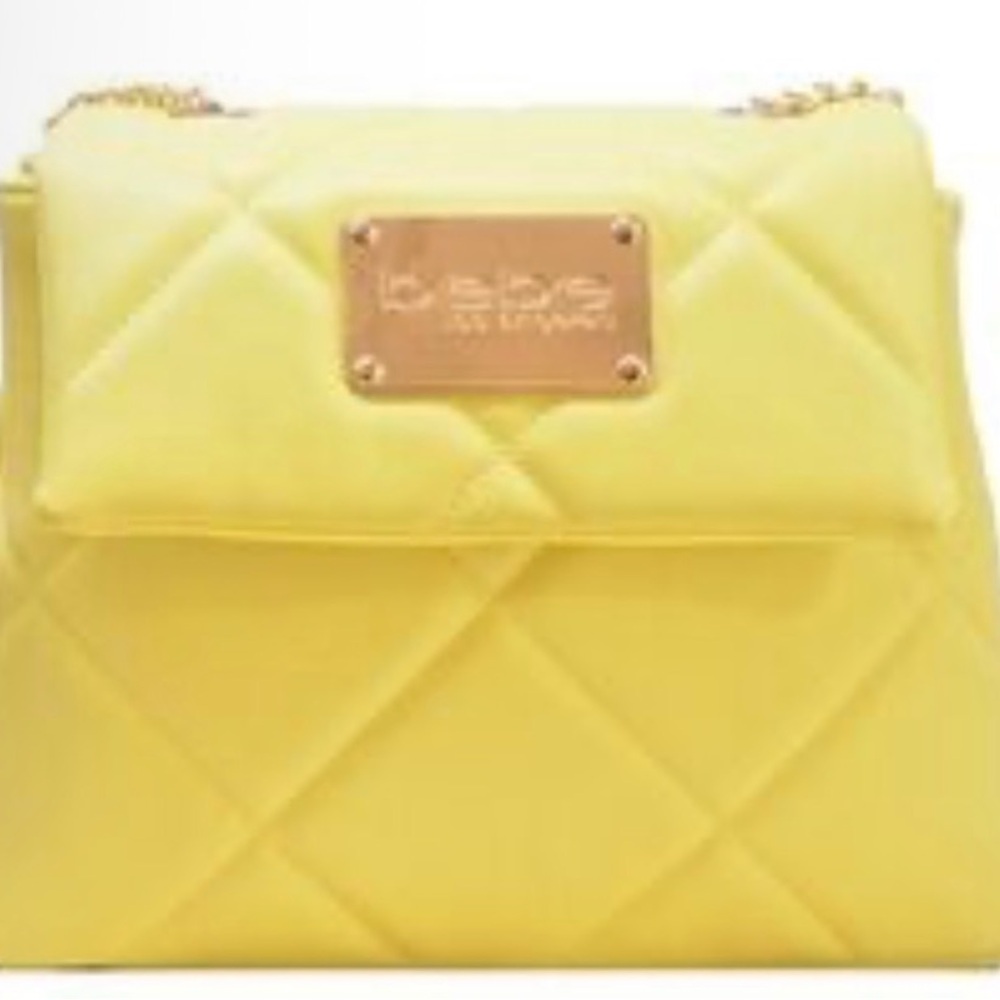 Bebe Quilted Yellow Shoulder Bag